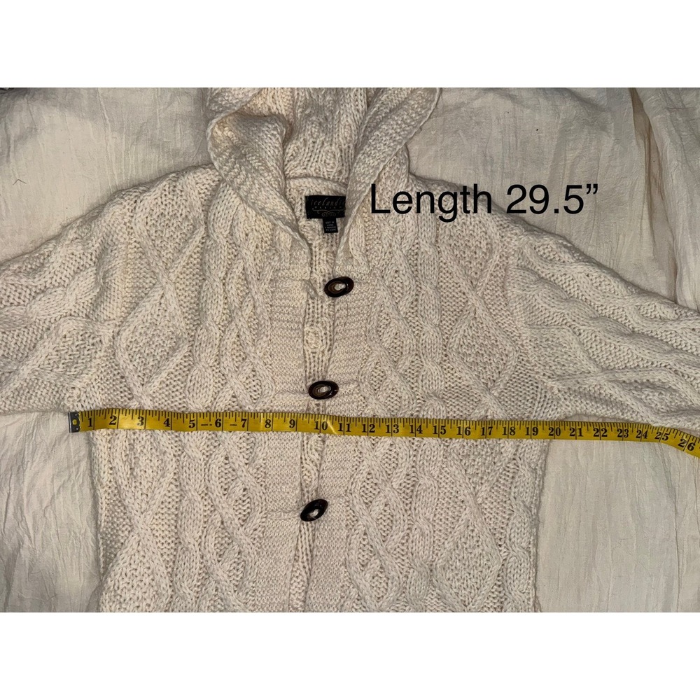 Icelandic Design cream cable knit hooded toggle button cardigan agate button med - Picture 10 of 10